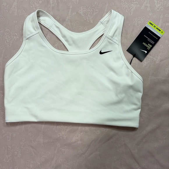 Nike White Sports Top with Black Swoosh - Picture 1 of 3